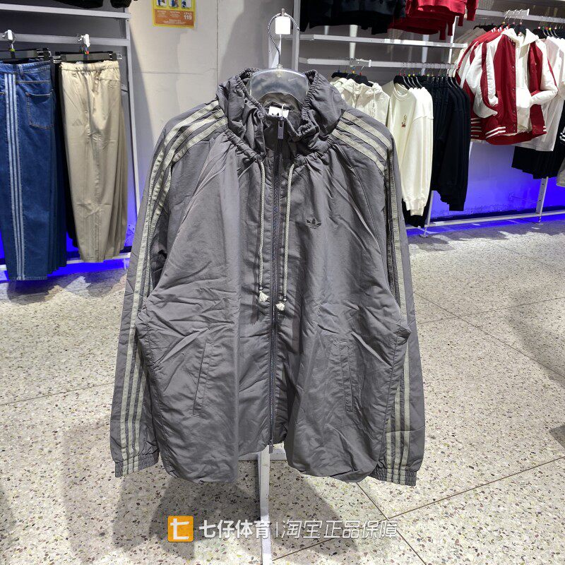 Adidas阿迪达斯正品春季新款女三叶草锦纶刺绣宽松休闲外套KR2625