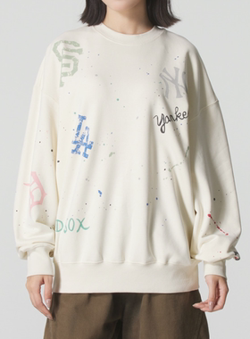 MLB正品新款春秋男女同款圆领撞色印花logo卫衣长袖T恤3AMTG0154
