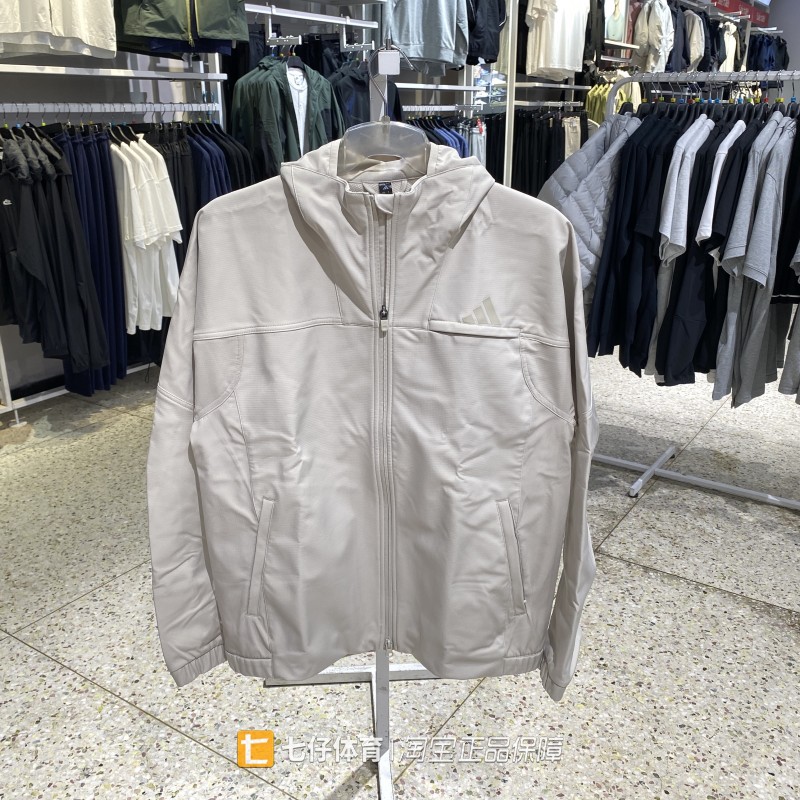 Adidas阿迪达斯正品秋季新款男梭织连帽抓绒保暖休闲外套KW3368