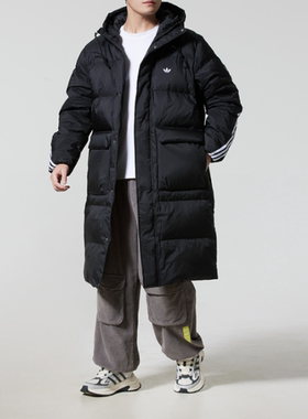 Adidas阿迪达斯正品冬季新款男女三叶草连帽保暖休闲羽绒服KC2564