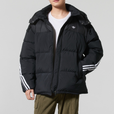 Adidas阿迪达斯三叶草正品冬季男子宽松连帽运动休闲羽绒服KC0173