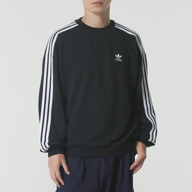 Adidas阿迪达斯三叶草正品秋新男纯棉圆领毛圈运动休闲卫衣JN9786