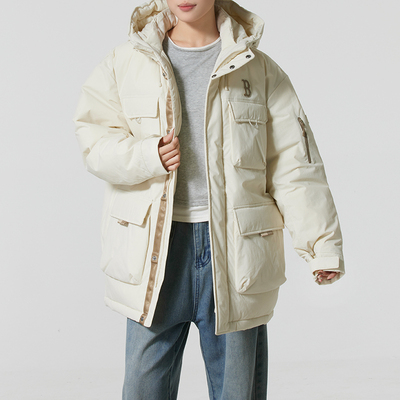 MLB正品新款冬季男女连帽保暖宽松工装口袋休闲羽绒服3ADJB0756