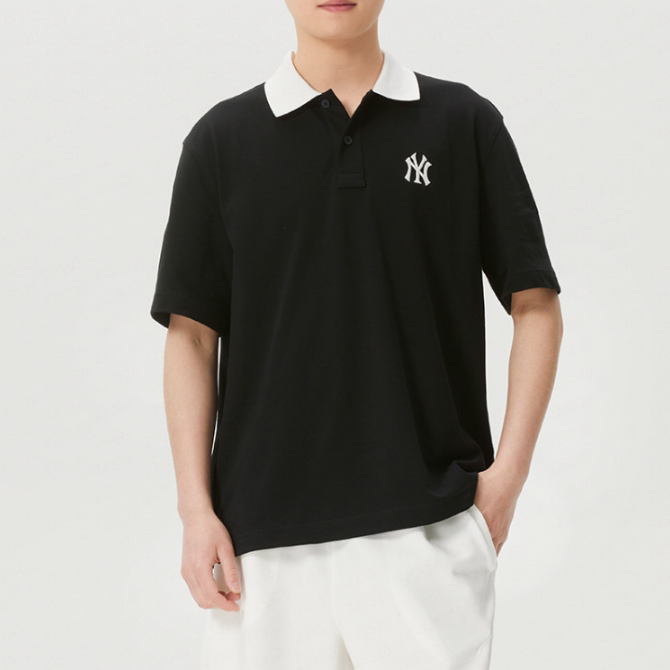 MLB正品新款夏季男女同款翻领刺绣时尚百搭短袖POLO衫3APQV0263