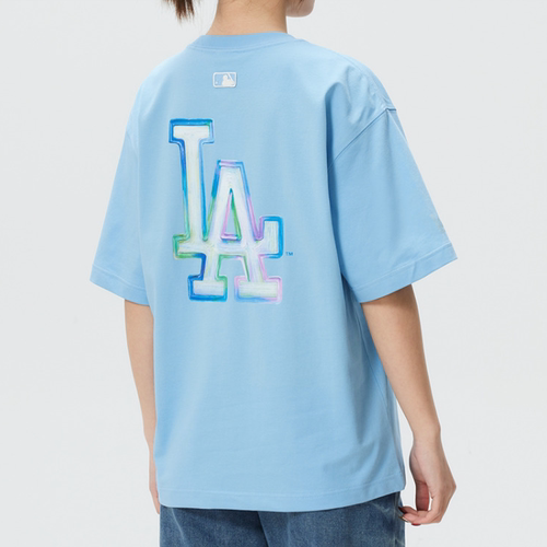 MLB正品新款夏季男女同款渐变logo宽松百搭运动短袖T恤3ATSB0663