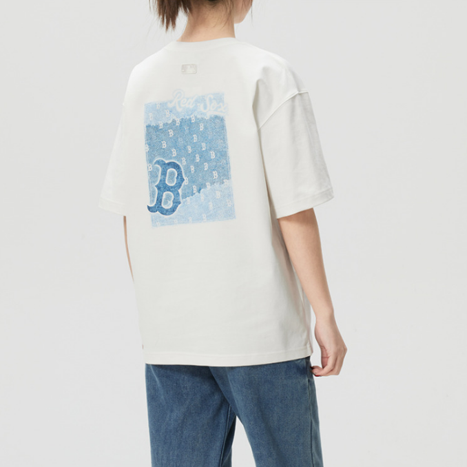 MLB正品新款夏季男女纯棉户外宽松印花logo休闲短袖T恤3ATSM0763