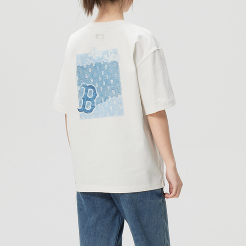 MLB正品新款夏季男女纯棉户外宽松印花logo休闲短袖T恤3ATSM0763