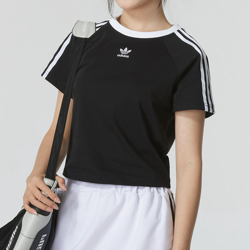 Adidas阿迪达斯正品新款夏季女款纯棉修身圆领短款短袖T恤JC8703