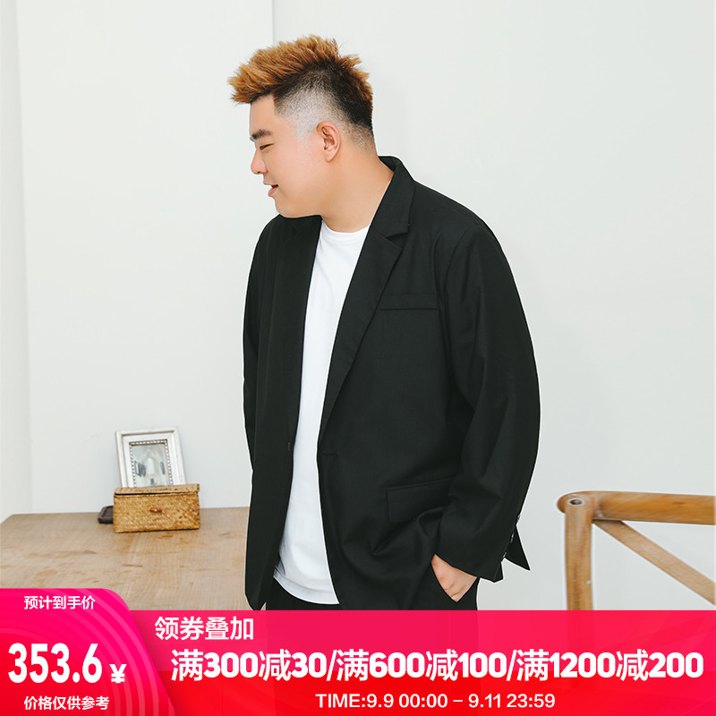 THE PANG潮牌大码男装纯色休闲西装套装加肥加大宽松商务西裤西服