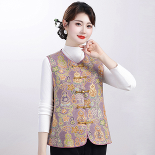 妈妈新中式马甲中年女装国风马夹2026新款中老年春秋上衣时尚背心