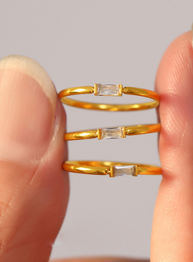 不锈钢5A锆石细圈戒指不掉色精致