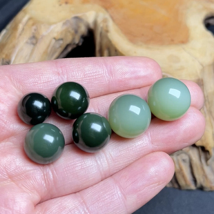 和田玉俄料碧玉无结构粉青猫眼、菠菜绿单珠