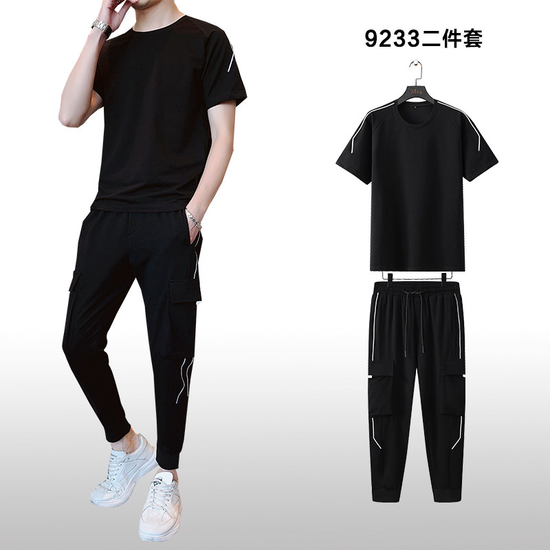 夏季短袖T恤男套装九分裤棉套装韩版时尚款A210-TZ9233-P70图片