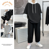 3秋季套装潮流港风套装一套长袖卫衣假两件A210-TZ8808-P65，男装休闲套装，星座210-3