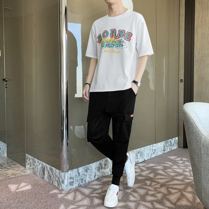 3青春短袖半袖运动两件套圆领t恤纯棉套装A210-TZ8601-P60图片