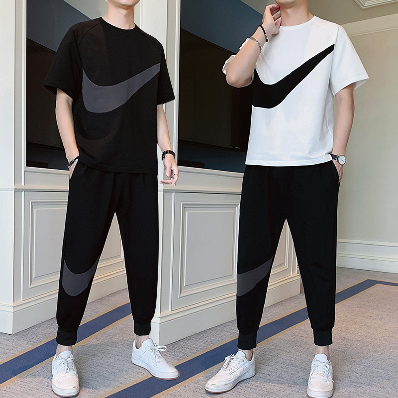 2024夏季运动套装男潮流两件套休闲时尚跑步套装A210-TZ8201-P55，男装T恤，星座210-3