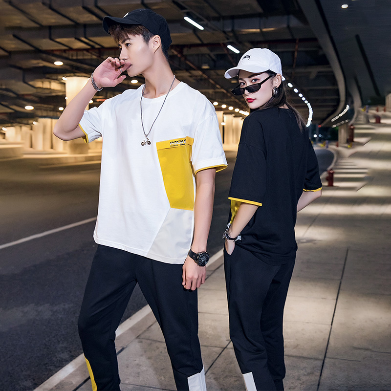 2024夏季短袖长裤套装男情侣套装男女休闲两件套A210-TZ7213-P65，男装T恤，星座210-3