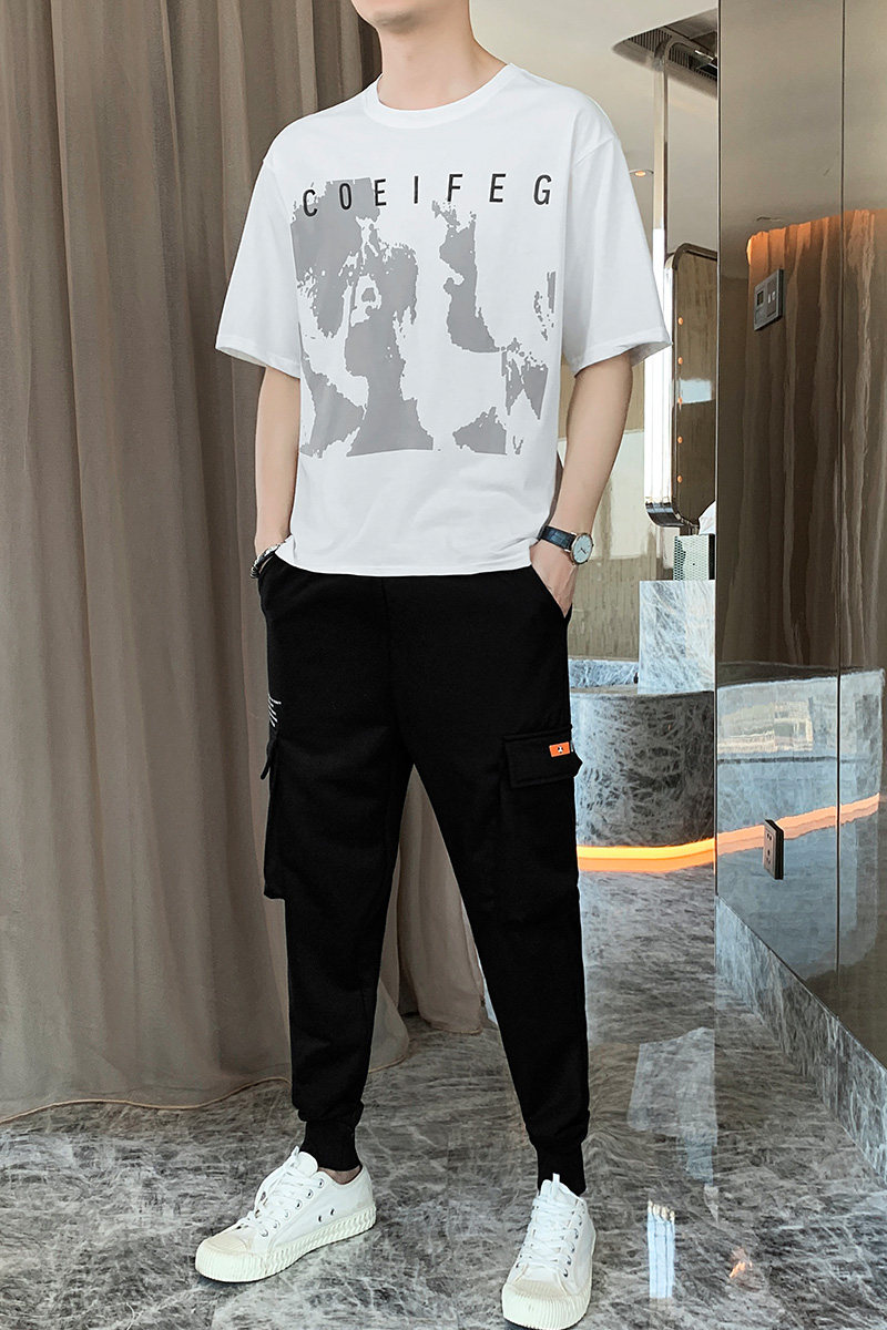 2夏季短袖九分裤套装男时尚休闲两件套A210-TZ8607-P60,男装T恤,星座210-3