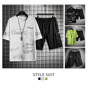 夏季短袖t恤短裤套装潮流两件套A210-TZ6857-P55，男装牛仔裤，星座210-3