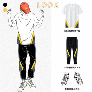 夏季短袖t恤套装男潮流时尚休闲两件套A210-TZ7255-P60图片