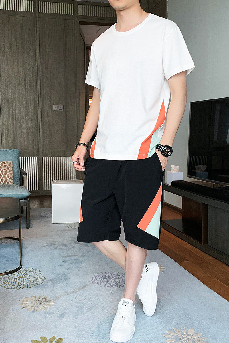 夏季短袖t恤套装男潮流时尚休闲两件套A210-TZ7256-P60,男装T恤,星座210-3