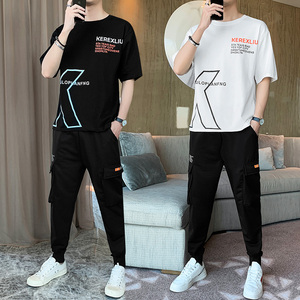 春夏季纯抽短袖九分裤套装A210-TZ8603-P60图片