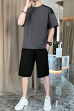 夏季短袖套装男潮流九分裤套装休闲套装A210-TZ8207-P65，男装T恤，星座210-3
