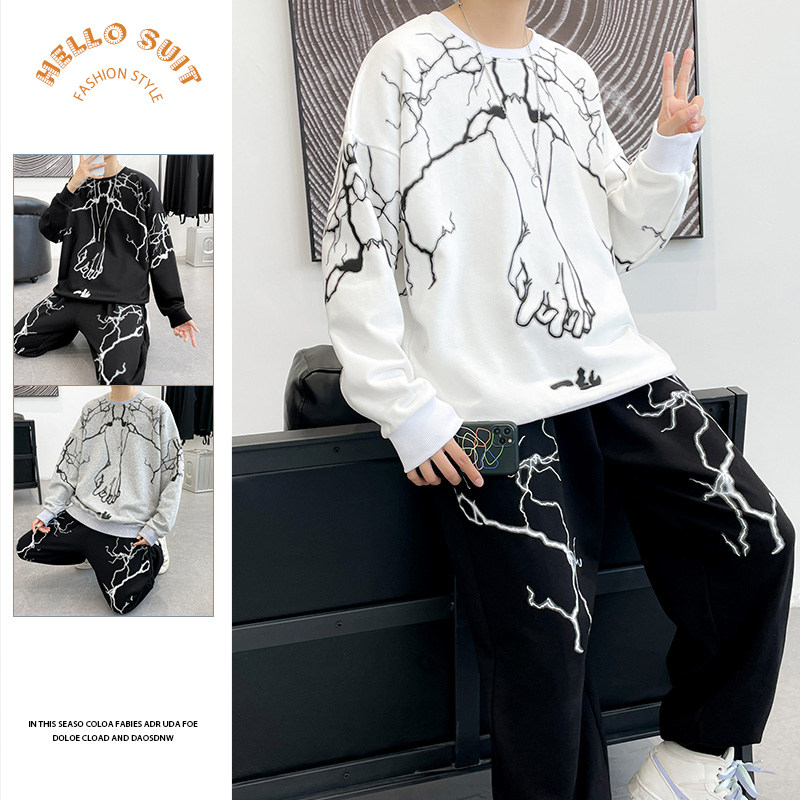 秋季套装男潮流时尚休闲套装港风长袖套装A210-TZ8802-P75,男装休闲套装,星座210-3