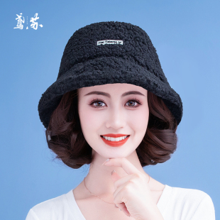 帽子假发一体羊羔毛渔夫帽短卷发假发帽子女款2025新款冬季可拆卸