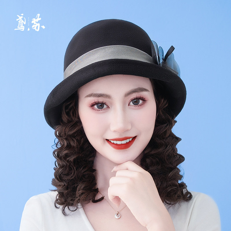 帽子假发一体夏季拉美卷假发帽子新款渔夫帽短发妈妈中老年可拆卸