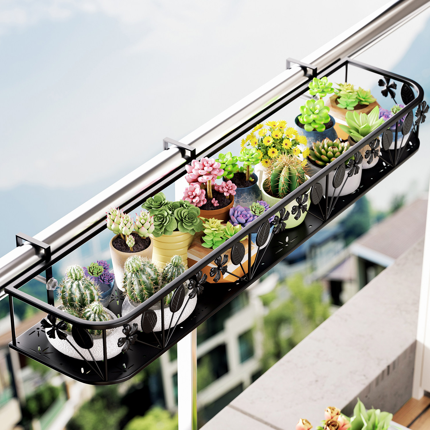 2026新款花草花架置物架阳台专用悬挂栏杆窗台多肉花盆铁艺花架子