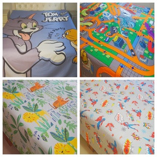 外贸剩余尾单纯棉床单数码印花双单人儿童卡通动漫适合软裸睡清仓