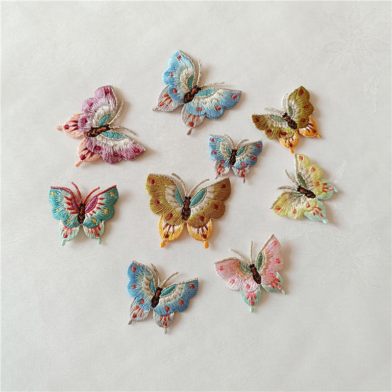 韩国原装进口绣花片/蝴蝶刺绣/韩服胸花/汉服旗袍唐衣手工diy材料