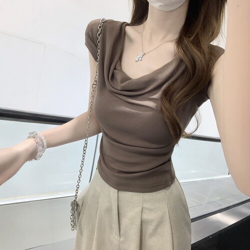 夏季韩系辣妹V领显瘦短袖T恤女