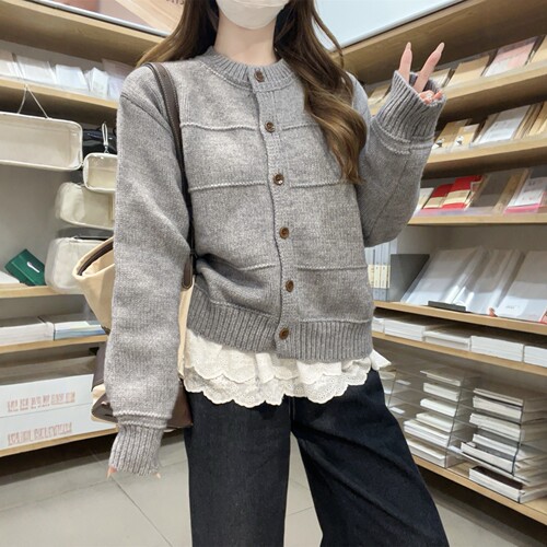 春秋冬韩系学院风宽松针织开衫女