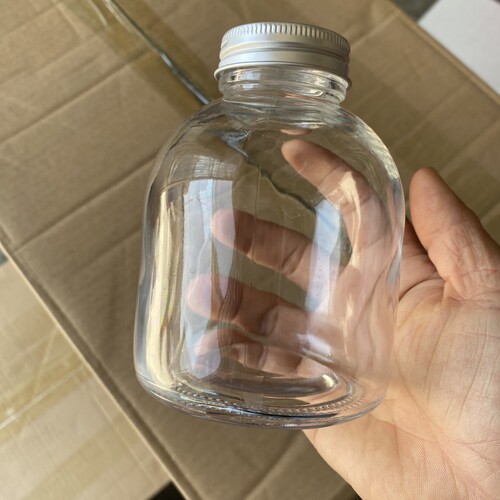 网红小胖玻璃饮料瓶铝盖