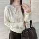 巨好看高端羊毛蕾丝打底衫 仙女 白色秋冬内搭气质针织毛衣上衣新款