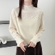 打底衫 欧洲站高端羊毛蕾丝打底衫 新款 白色毛衣重工水钻上衣洋气女
