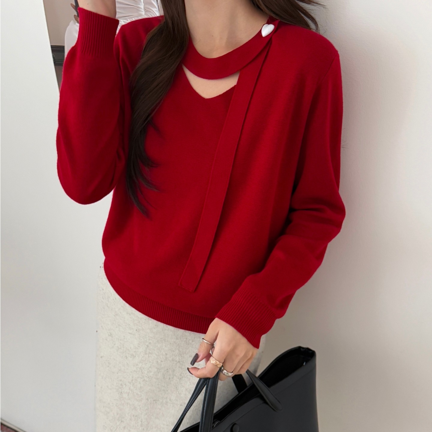 2026新年羊毛春款红色毛衣挂脖高端上衣针织打底衫内搭洋气好看女,女装/女士精品,毛衣,淘宝优惠券,粉丝福利购,淘宝优惠卷