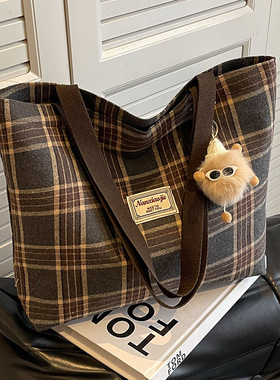 高中生帆布包新款2026通勤大容量上课单肩包时尚复古手提托特包女