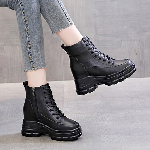 休闲松糕鞋马丁靴内增高时尚短靴