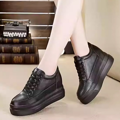 内增高8cm厚底皮面新款百搭女鞋