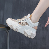 女款 内增高厚底2025新款 夏季 镂空透气真皮凉鞋 洞洞休闲老爹运动鞋