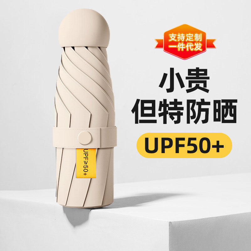 小巧女晴雨伞学生女防紫外线遮阳伞黑胶折叠防晒太阳伞现货
