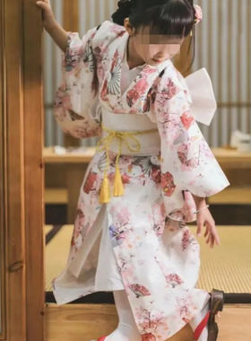 日本儿童和服女童改良传统日式浴衣女童连衣裙演出服摄影道具服装