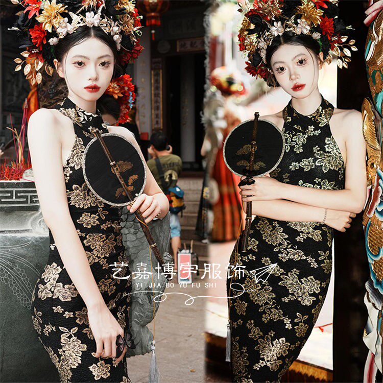 簪花女写真服国风中式复古旗袍