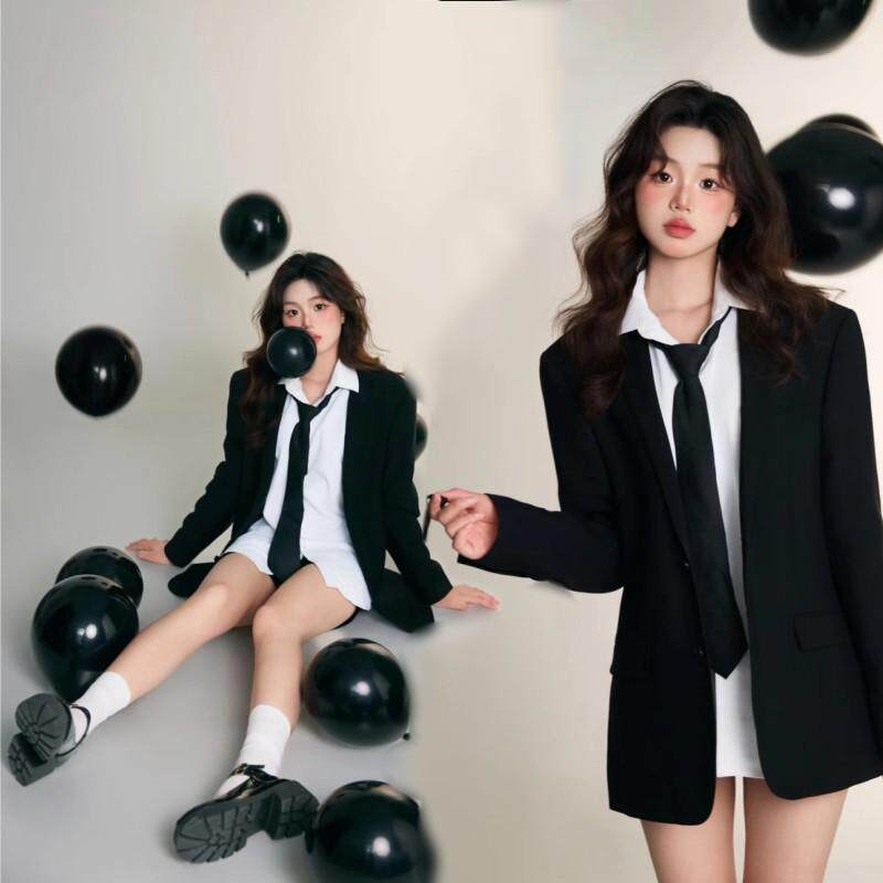 酷飒少女个人肖像影楼拍照西装