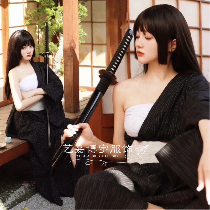 日式和服女武士传统浴衣长袍