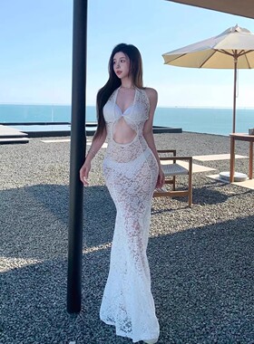 纯欲风性感海边比基尼蕾丝露背沙滩裙小胸大胸钢圈聚拢度假游泳衣