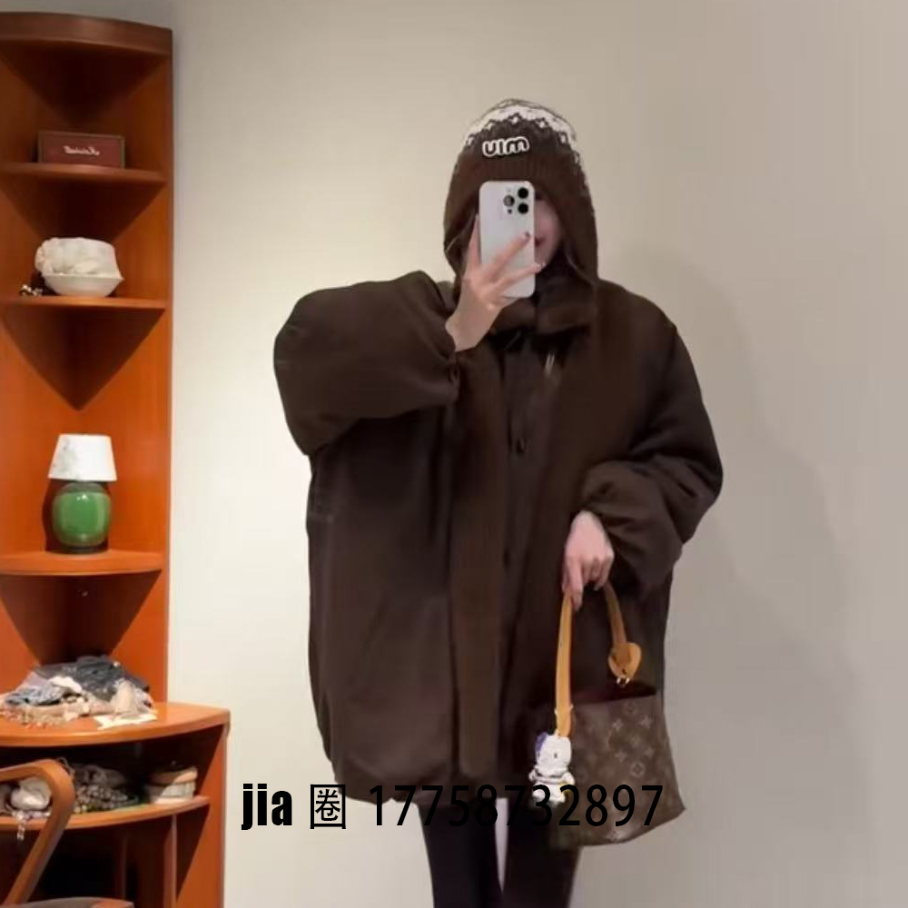 2025秋冬新品中长款咖啡色棉服外套女  价私问